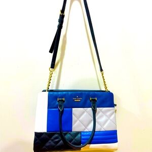 Black blue white gray Large Kate Spade bag w chain link strap